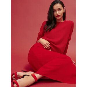NWT Reformation Layla bias cut midi skirt in poinsettia red 2